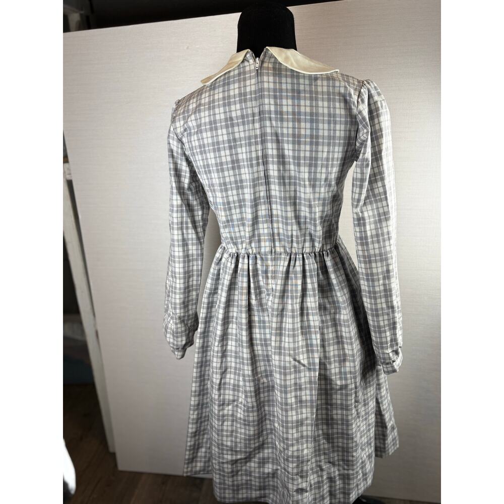 Sylvia Whyte vintage girls gray plaid dress with red bow size 14 - Picture 3 of 6